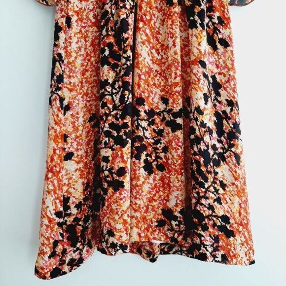KENZIE Pretty / 100% Silk Flowy V-Neck Midi Knee Length Dress Abstract Floral M - Picture 4 of 15